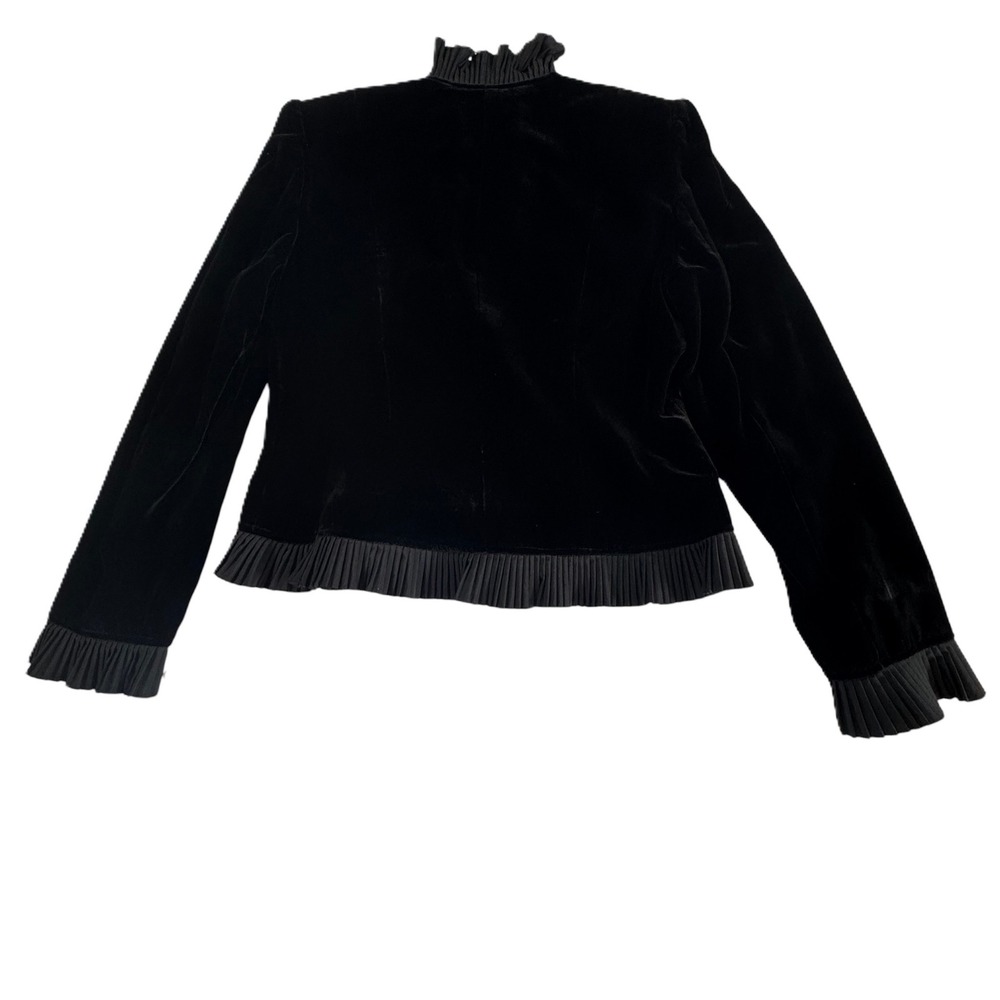 Nygard Black Velvet Ruffle Trim Blazer Jacket Womens 10 Gothic Dark Romance NWT - Picture 15 of 15